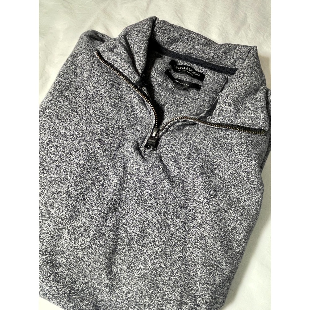 Banana Republic Luxury Touch Mens Small Grey Quarter Zip Cotton Pullover Sweater